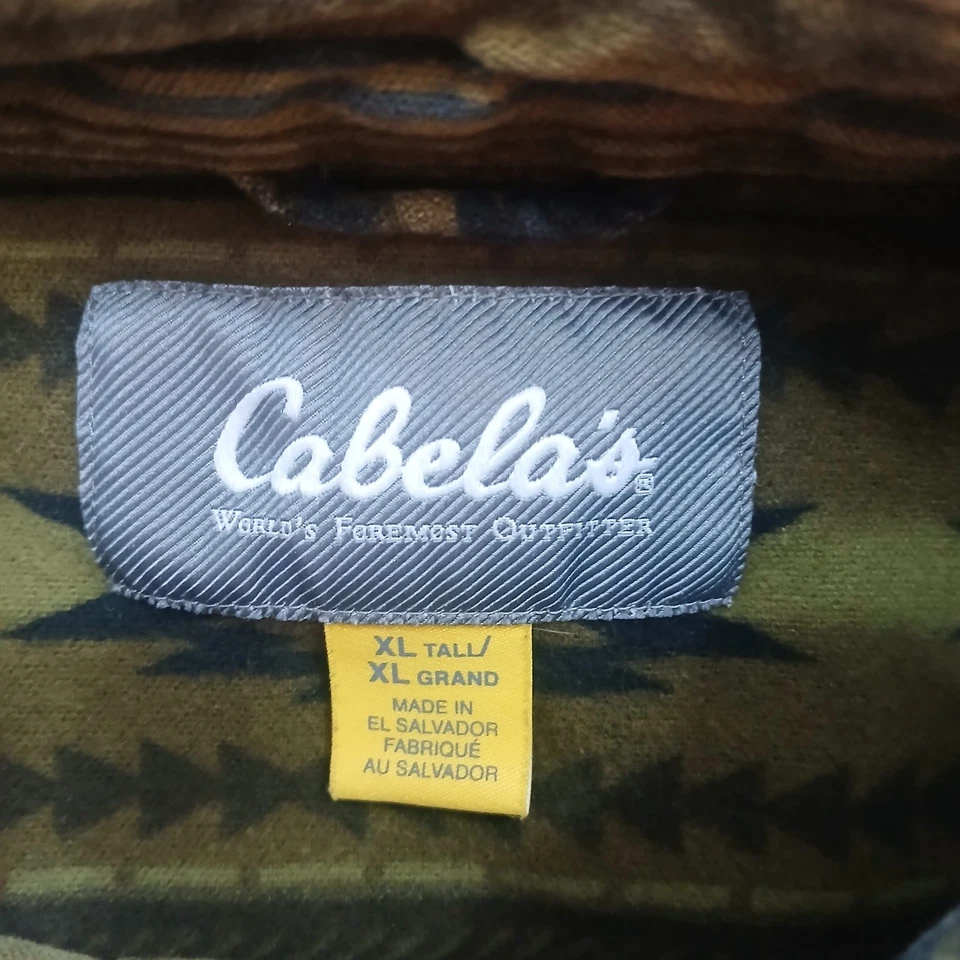 Camisa de Franela Cabela's Para Hombre Extra Grande Alta Marrón Oeste Azteca Suroeste Foto 3 de 4