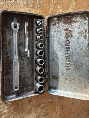#ad Craftsman 1 4” Drive Socket Set w Metal Case T Handle Extension USA Parti $32.99
