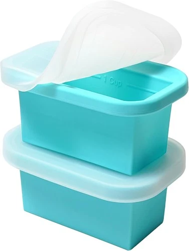 Silicone Freezer Trays with Lids - 2-Pack Large 1-Cup Portion Ice Cube Molds for - Picture 1 of 7