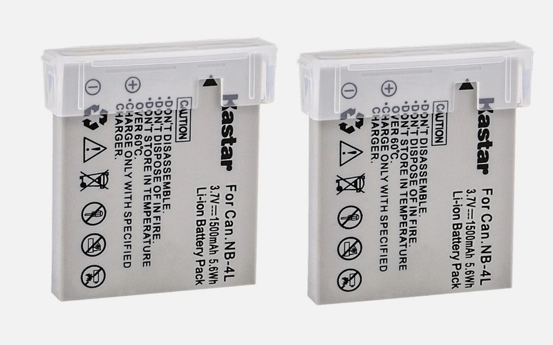 Two Kastar Batteries NB-4L NB4L for Canon PowerShot TX1 ELPH SD450 SD780 SD1400