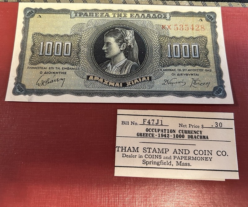 1942 Occupation Currency Greece - 1000 Drachma