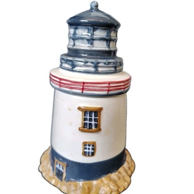 Sakura David Carter Brown LightHouse Condiment Sugar Canister With Lid Nautical