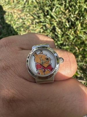 Vintage Ring Watch TIMEX 90s Pooh 18mm Quartz Stainless Steel