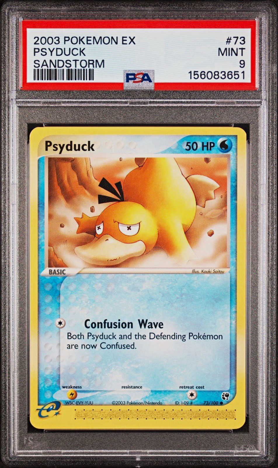 Pokemon Psyduck 73/100  TCG EX Sandstorm 2003 Regular PSA 9 Mint CLEAN