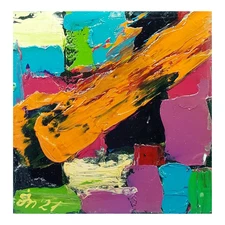 Abstraction Original Painting Wall Art Gift 3D Semi-Abstract Art Handmade 6x6