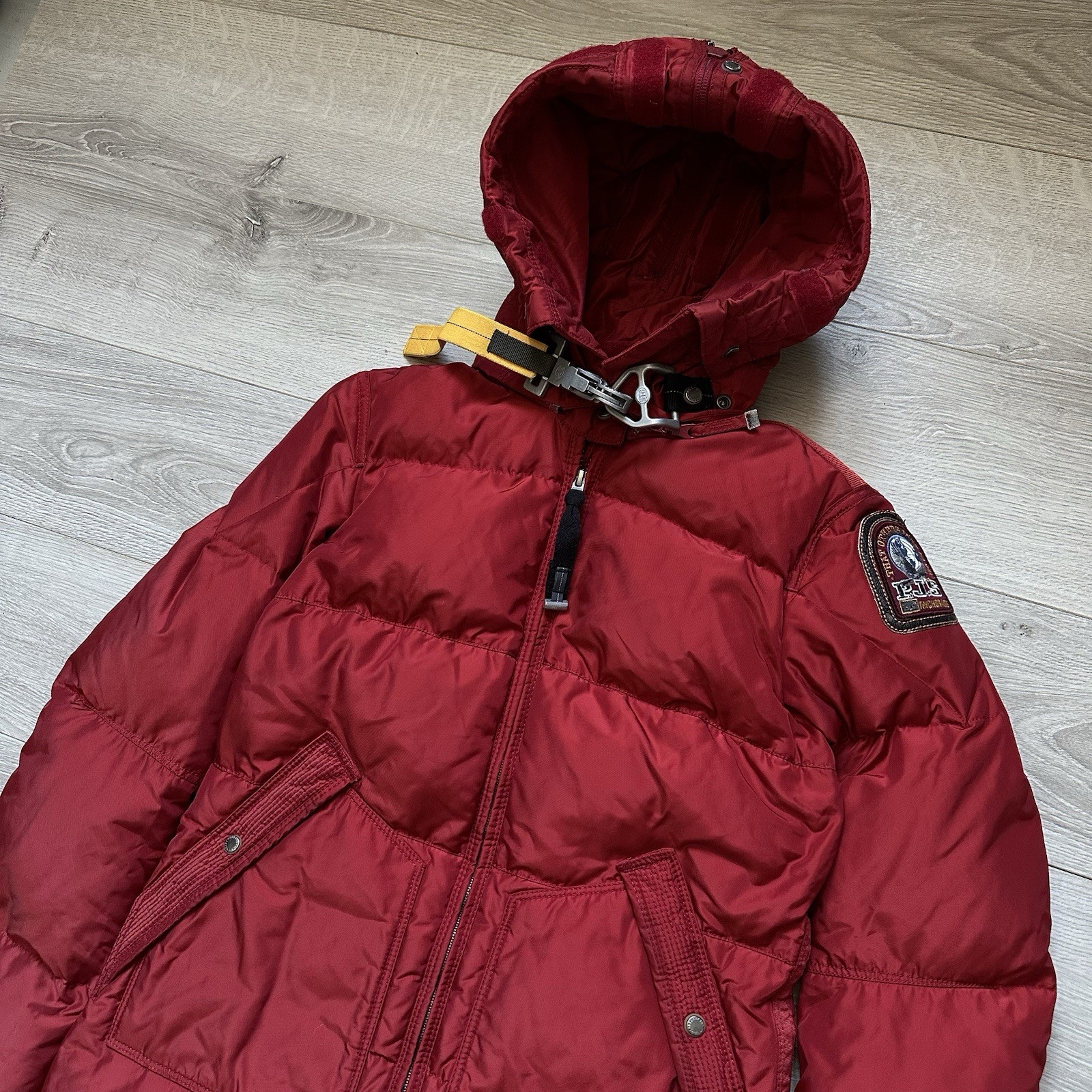 PARAJUMPERS Long Bear Down Puffer Jacket Women's Coat Hooded Black Size:XS Red image 3