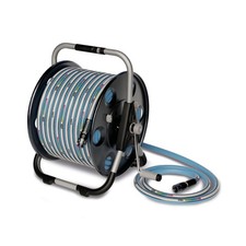 Quantum durable, movable metal hose reel for floor or wall mounting, with dur...