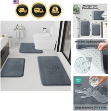 Bathroom Rugs Sets 3 Piece, Non-Slip  Quick Dry Bath Mat Set, Ultra Soft Vel...