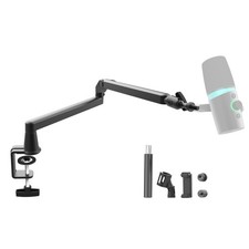 Low Profile Mic Arm 15cm Extra Riser Adjustable Mic Boom Arm Metal Desk Mount...