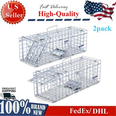 2Pcs Foldable Rat Trap Cage Humane Live Rodent Trap Cage Galvanized Iron Mice