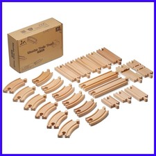Wooden Train Track 24pcs, Track Expansion Compatible with All Major Brands To...