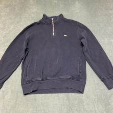 Lacoste Interlock Sweatshirt Mens XL Navy Blue Ribbed Mock Neck 1/4 Zip Winter
