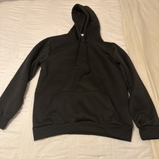 Plain Black Men s Large Hooded Sweatshirt 100 Polyester