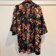 Vintage Luau Sportswear Kimono Robe Jacket Womens Medium Floral Japan Hawaiian