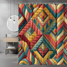 Colorful Rope Knot Geometric Shower Curtain, Abstract Pattern
