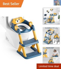 Bear Potty Training Seat with Comfort Cushion & Stable Step Stool for Toddlers