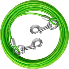 Dog Tie Out Cable 10/15/20/25/30 FT Runner for Yard Steel Wire 10FT, Green 