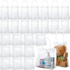 60 Pack Clear PVC Gift Bags with Handles Reusable Transparent Plastic Gift Wr...