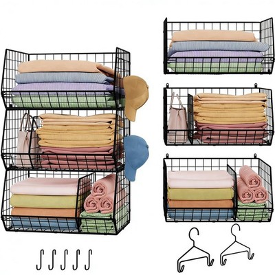 3 Tier Closet Hanging Shelves with Divider, Extra Large Closet Organizers and...