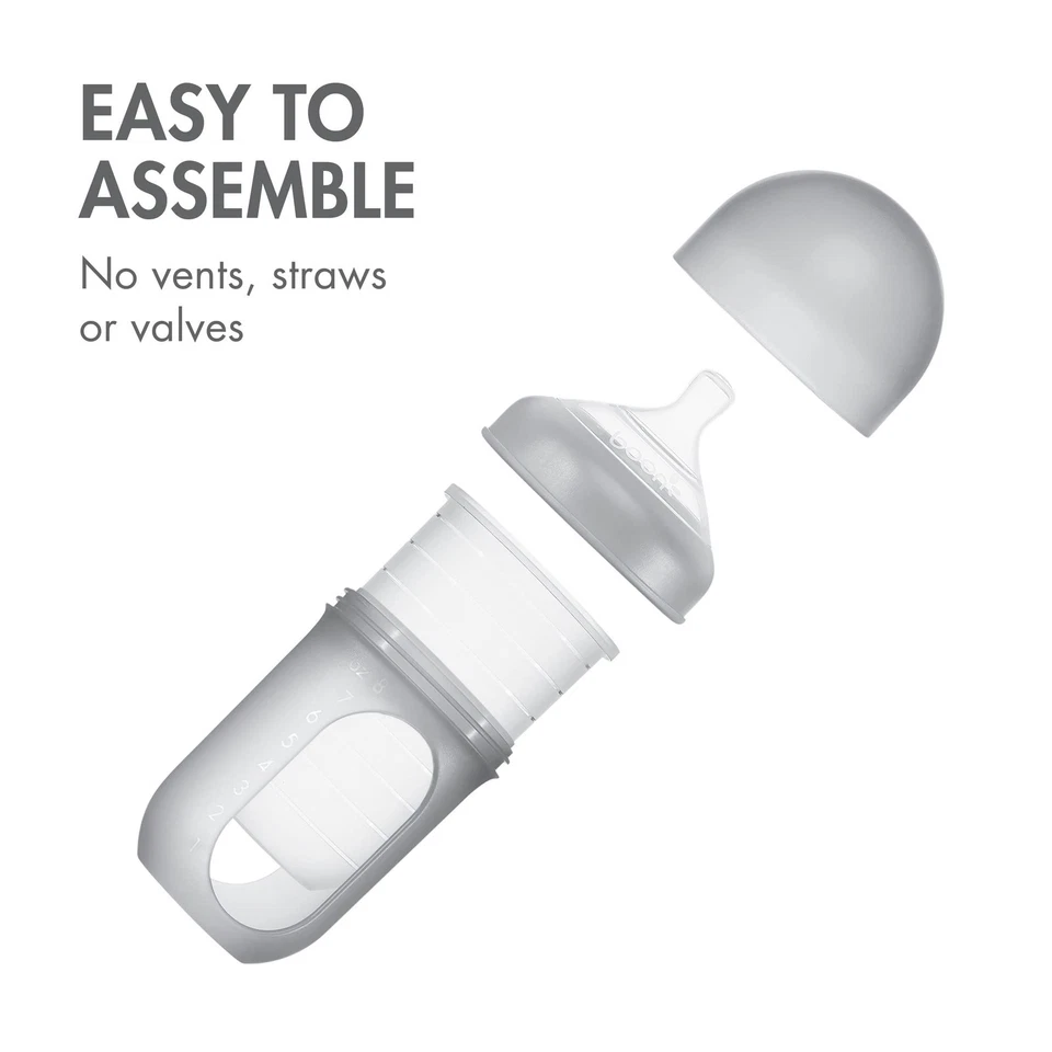 Boon Nursh Bolsa de Silicona Reutilizable Biberones Flujo Medio Pezón Gris 3-6m... Foto 3 de 4