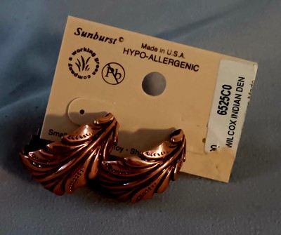 Sunburst Copper Leaf Earrings Made In USA 