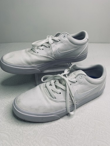 Nike SB Charge Triple White Mens 10 Low Top Skate Sneakers CD6279-100 - 第 1/14 張圖片
