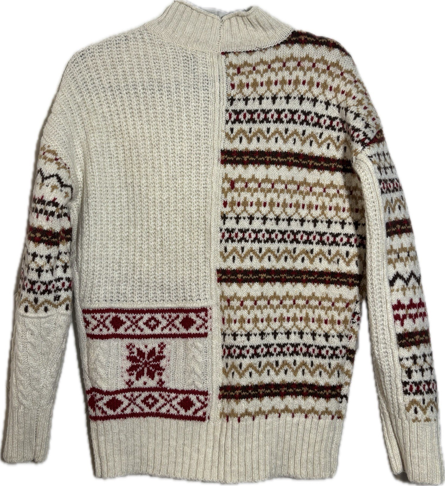 American Eagle Patchwork Fair Isle Snowflake Cabl… - image 2