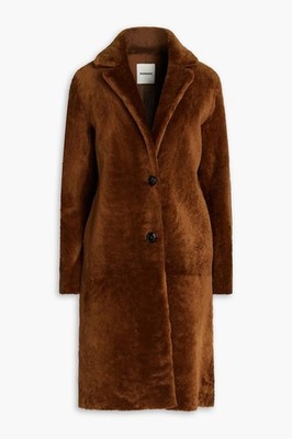 Sandro Paris Leather Coat Shearling Teddy Coat Bordeaux Size 34/36 XS New New