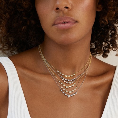 Small 0.70CT Marquise & Round cut VS1 Lab Grown Diamond 10k solid gold Necklace - Picture 2 of 9