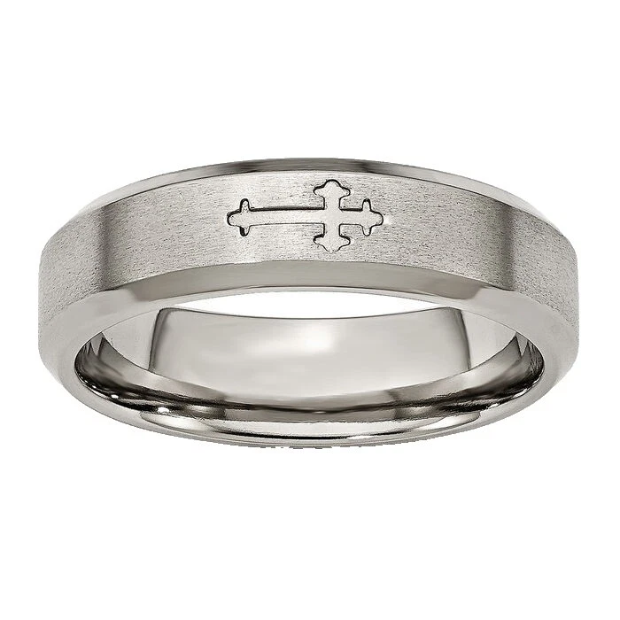 Cruz De Titanio Anillos de Moda