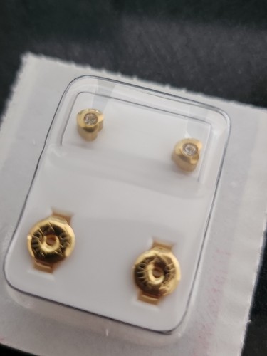studex+ Gold Plated Heart Gem Earrings. - Picture 3 of 4