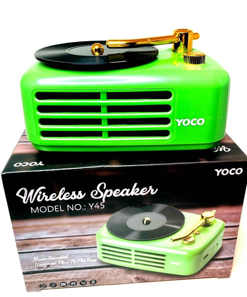 Vintage Turntable Vinyl Spinning Record Player,Portable BT Speaker