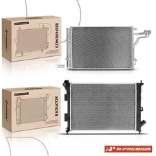 A-Premium 2Pcs Aluminum Radiator & AC Condenser Cooling Kit for Kia Soul 14-16
