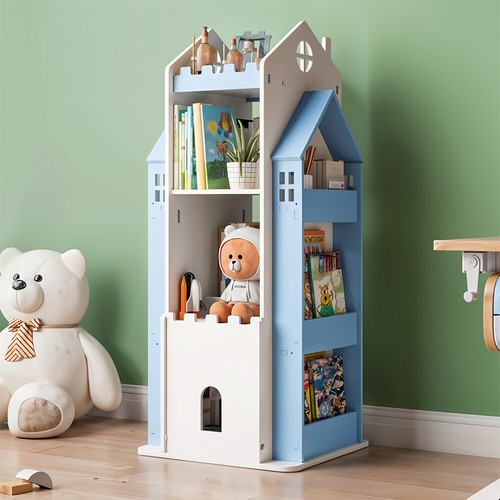 Kids Rotating Bookshelf Bookcase Book Shelf Toy Storage Organizer Floor Standing - Picture 3 of 71