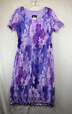 Y2K 90s Maxi Dress Fairy Grunge Ribbed Floral Whimsigoth Purple Shades Size 10
