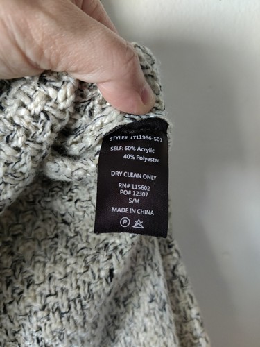 Lush Sweater Womens Knit Long Sleeve Crew Neck Cream/Black/Gray Size Small/Med - Picture 4 of 4