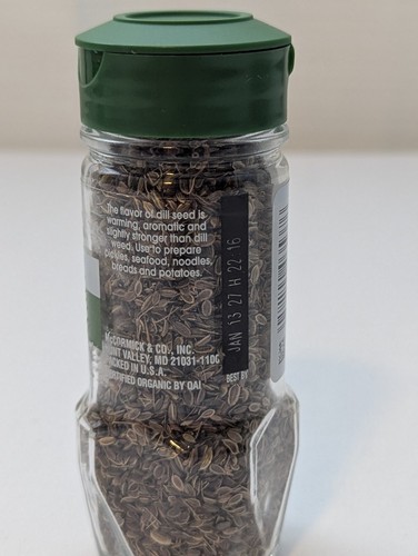 McCormick Gourmet USDA Organic Dill Seed Non GMO Seasoning ~ 1 oz Glass Jar - Picture 4 of 5