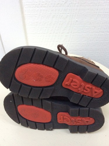Baby Boys EURO HIKING BOOTS Brown Suede ANKLE Shoes 20 FRANCE 4.5-5 US ASTER - Picture 3 of 7