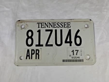 Tennessee 2017 Motorcyle License Plate Expired - 81ZU46
