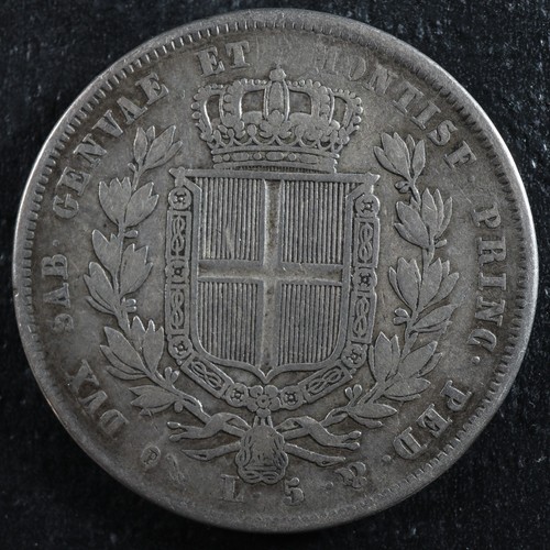 5 lire 1831P Genoa Mint Sardinia KM#130.2 silver Italian states Sardaigne - Picture 2 of 2