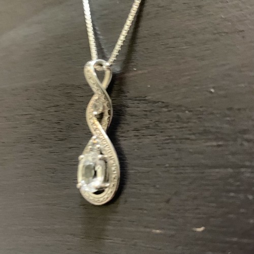 Kay Jewelers Sterling Silver Infinity Lab Created White Sapphire Necklace 20" - Picture 2 of 8