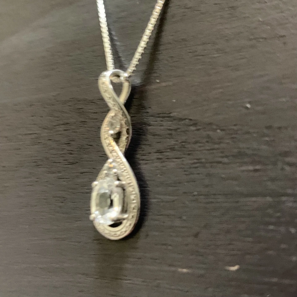 Collar de zafiro blanco creado por laboratorio infinito de plata esterlina Kay Jewelers 20" Foto 2 de 4