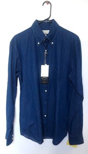 Bloomingdale-039-s-Navy-Blue-100-Cotton-Long-Sleeve-Causal-Dress-Shirt-Large