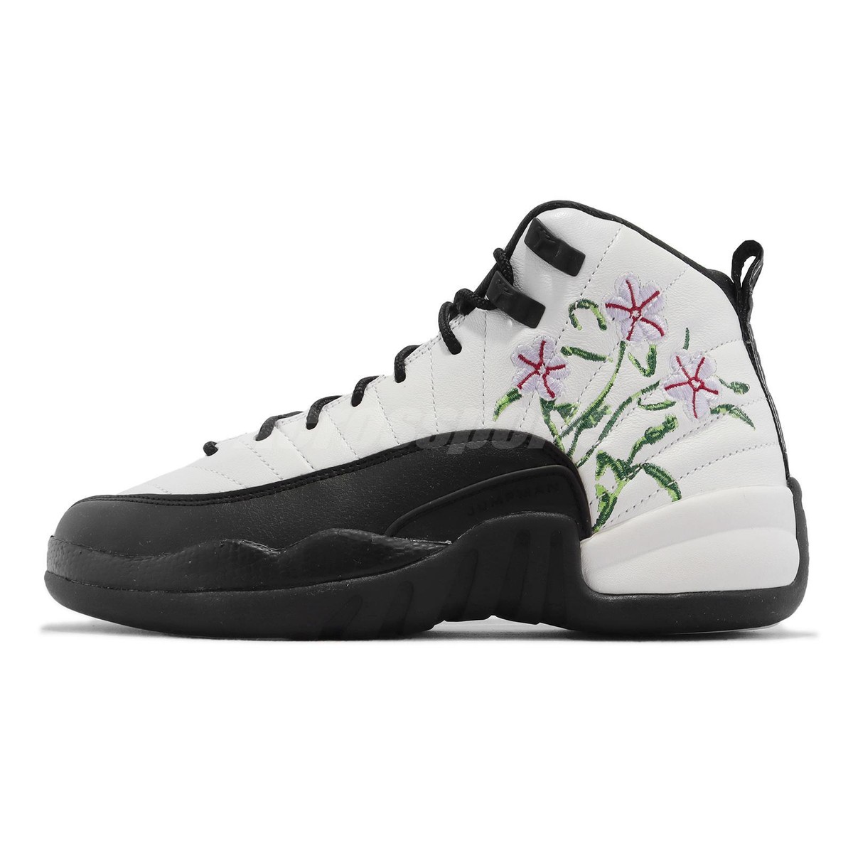 【NIKE AIR JIRDAN 12 GS】RETRO 24cm NIKE Nike Air Jordan 12 Retro GS Floral White Black Kids Women