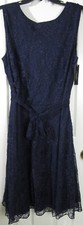 NWT Tahari Arthur S. Levine Dark Navy with Lace Overlay Sleeveless Dress, 20W