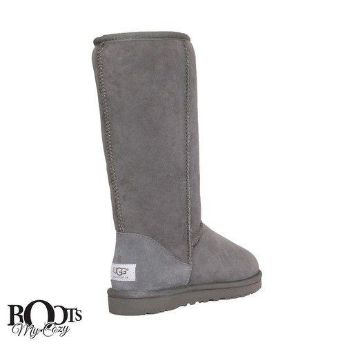 UGG CLASSIC TALL GREY SUEDE SHEEPSKIN WINTER BOOTS SIZE YOUTH 6 FIT'S WOMEN'S 8 - Picture 3 of 6