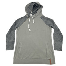 Ampersand Womens Hoodie Pullover Sweatshirt Gray Double Hood Hooded Casual Sz XL