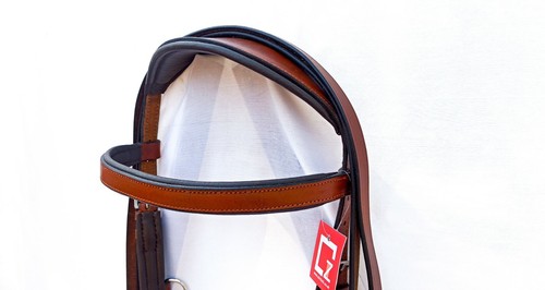 Anatomical shaped Leather BridleCrown shap head piece fully Padded with reins - Picture 15 of 16