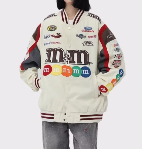 Unisex Adults M&M Printed/EMBROIDERY Casual Loose Motosport Jacket UK S-3XL - Bild 19 von 26