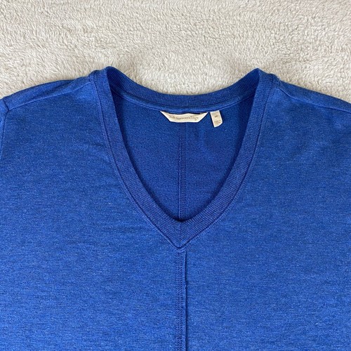 Weiche Umrandung Damen Tunika Pullover Größe 3X Blau Pulli V-Ausschnitt Taschen - Bild 3 von 14